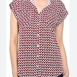 Jachs Burgundy and White Zigzag Button Down Shirt